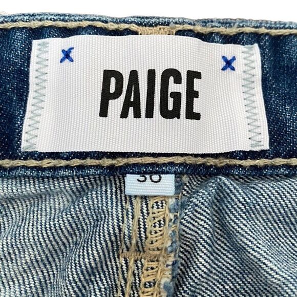 PAIGE Madison Button Front Raw Hem Distressed Shorts Pilot Wash 30 - Picture 4 of 6